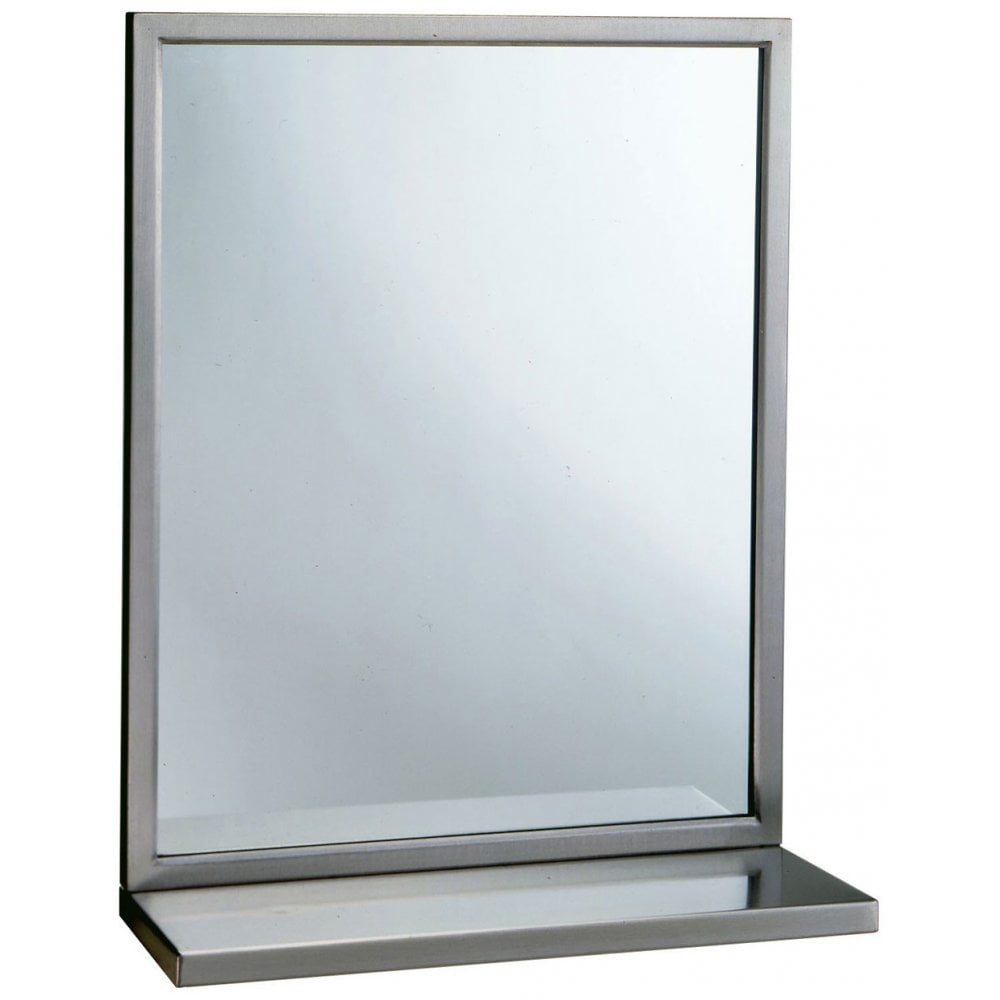 B-292 1836 Bobrick Mirror with Stainless Steel Angle Frame and Shelf (460x910)