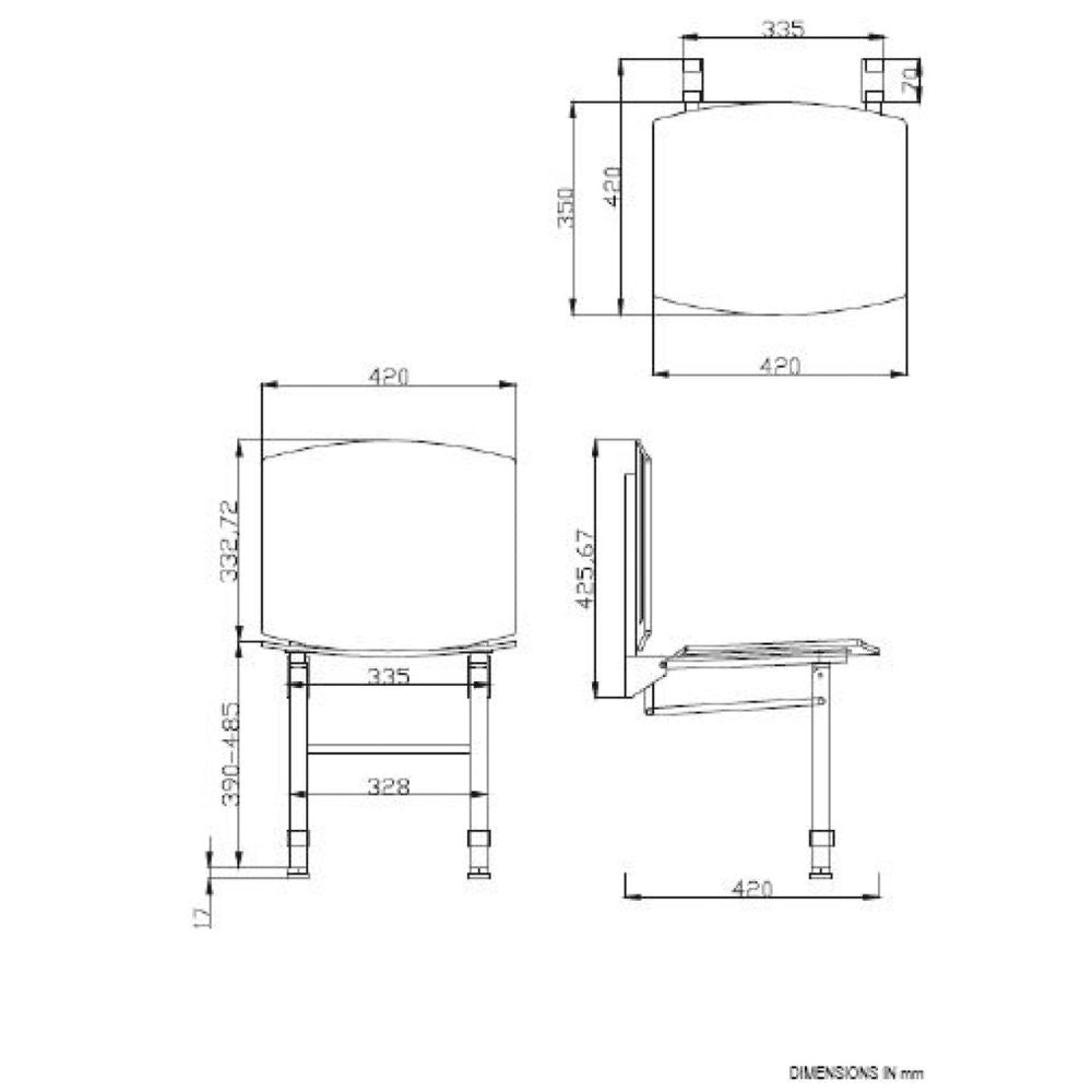 Folding Shower Seat With Backrest & Adjustable Front Legs