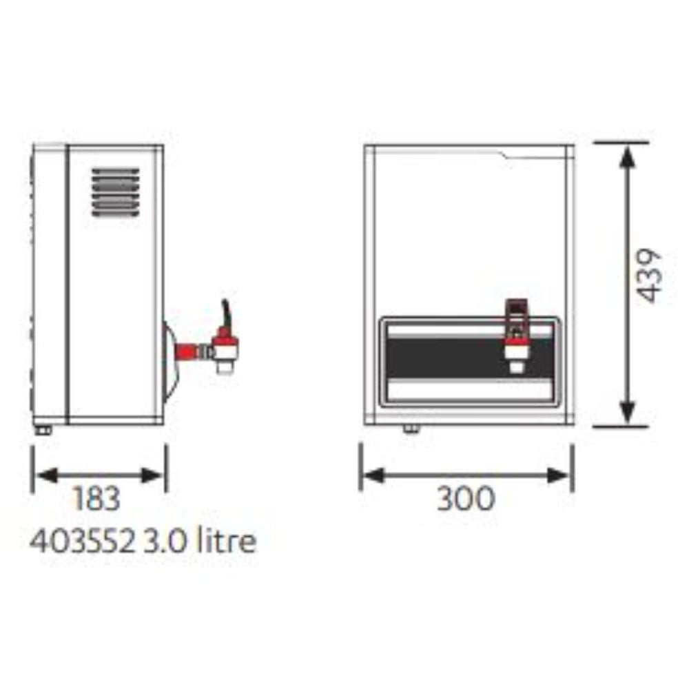 HydroBoil HS003 3 Litre or HS005 5 Litre Instant On-Wall Boiling Water Heater (403552 / 405552)