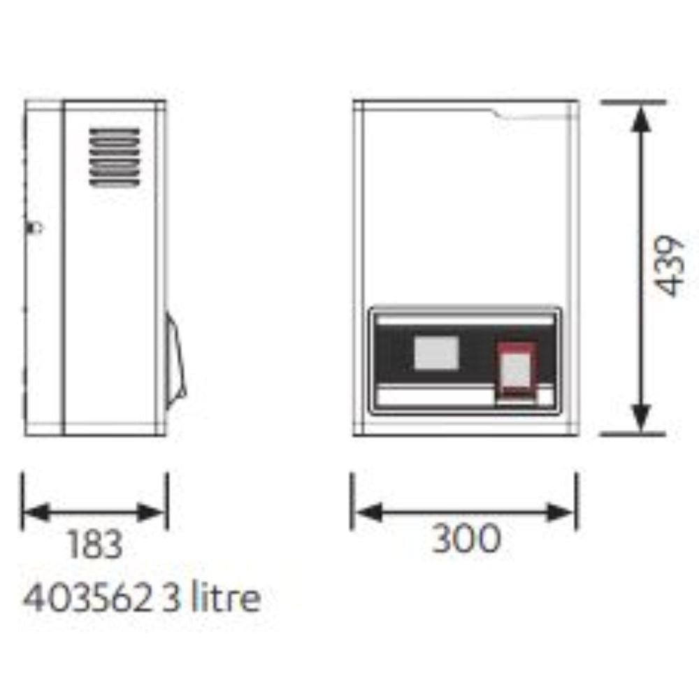 HydroBoil Plus HP003 3 Litre or HP005 5 Litre Instant On-Wall Boiling Water Heater (403562 / 405562)