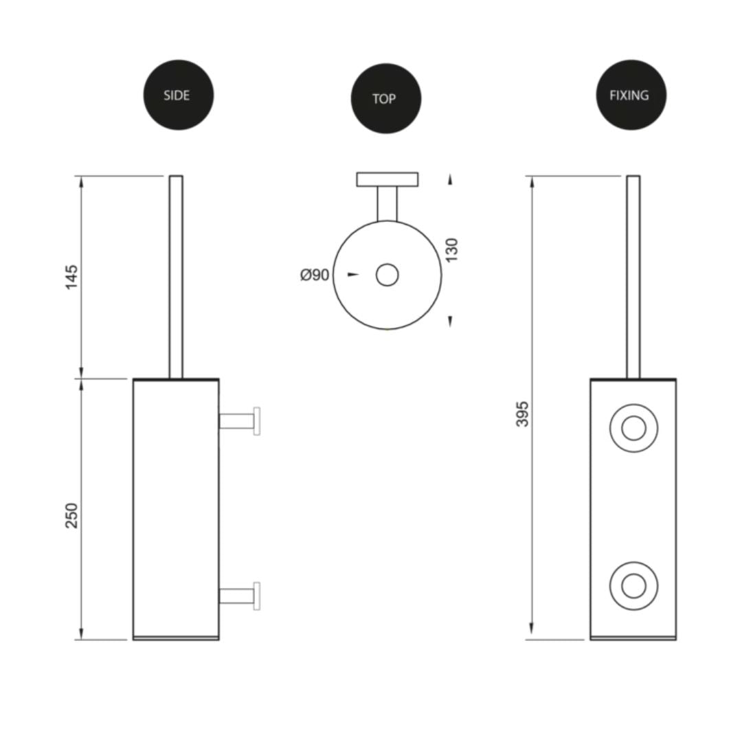 The Splash Lab 304 AISI Brosse WC cylindrique murale et support