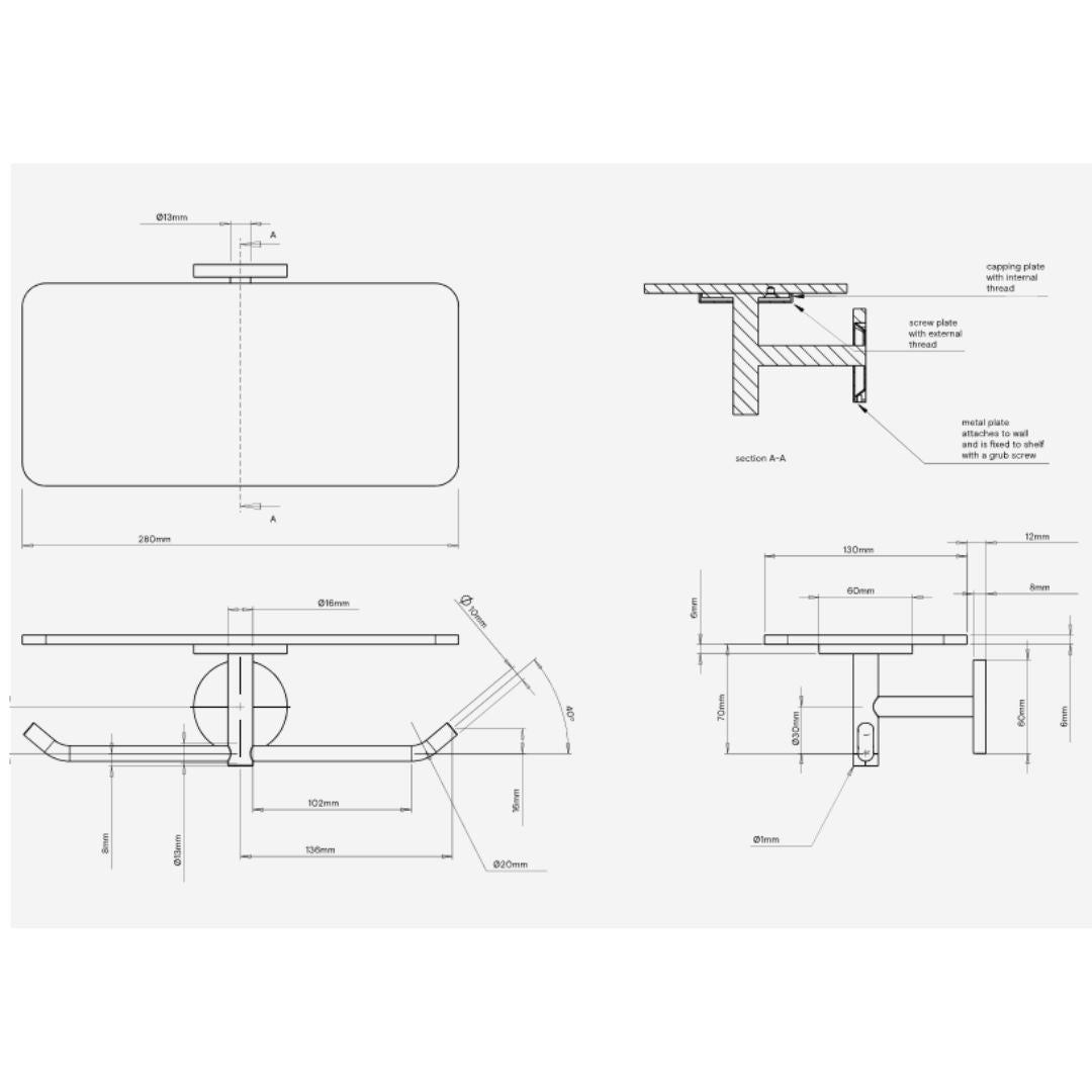 Double Toilet Roll Holder with Shelf TSL.47