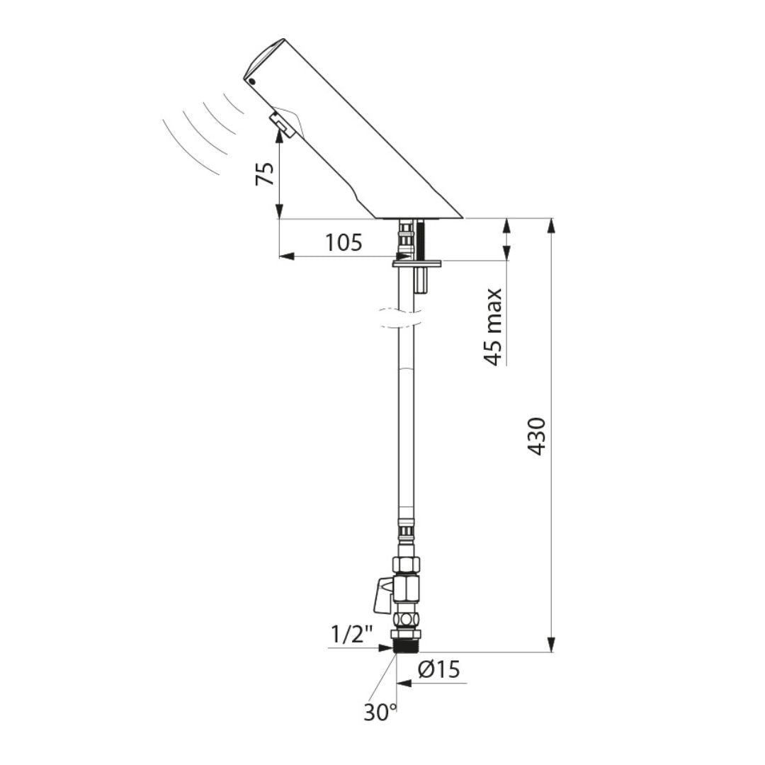 44000615 / 44000015 DELABIE TEMPOMATIC 4 Electronic Deck Mounted Basin Tap