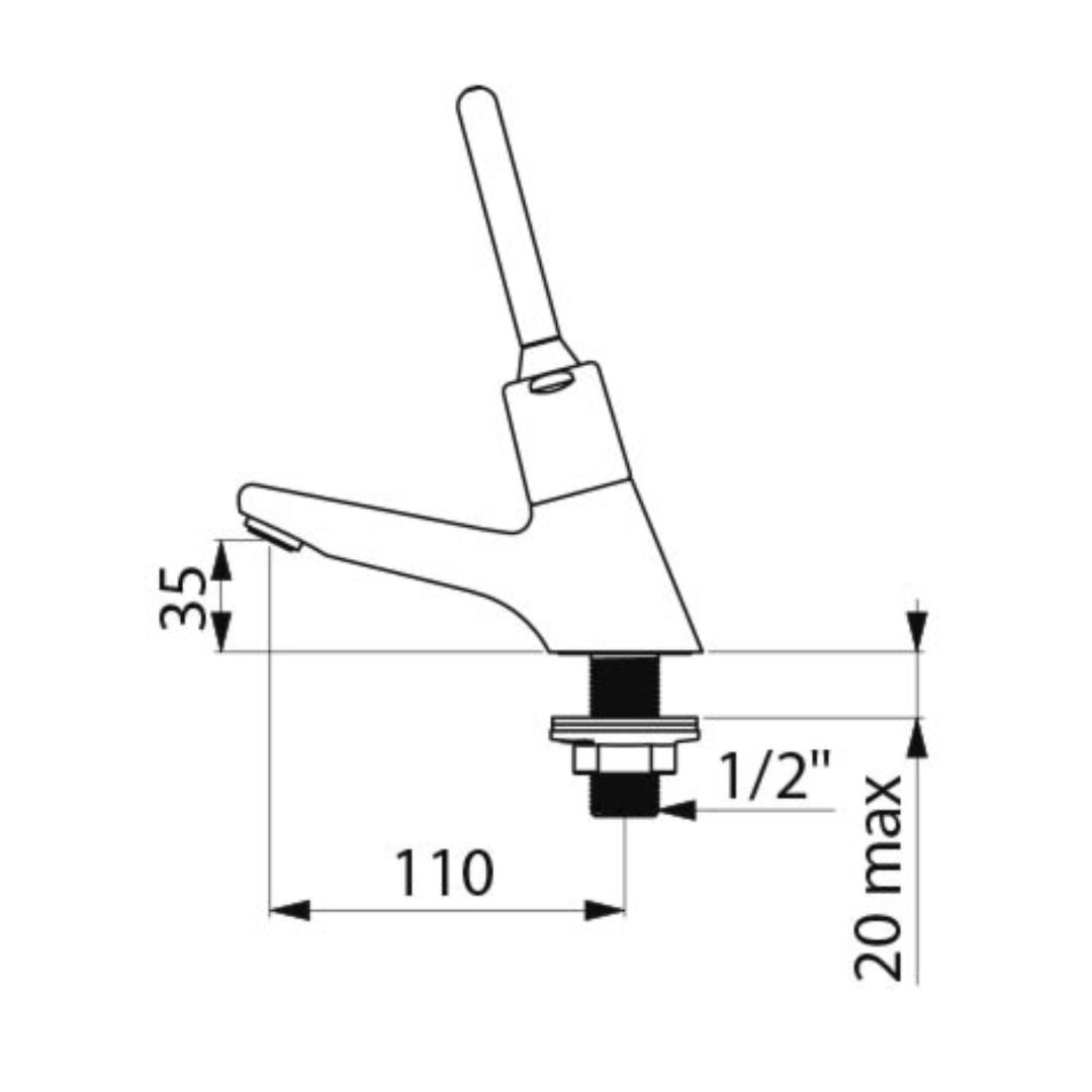 745440 DELABIE TEMPOSTOP Time Flow Tap With Lever